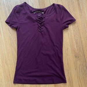 Aeropostale Women's Short Sleeve Maroon tee - XS